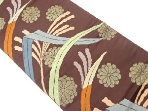 草葉に菊模様織り出し袋帯